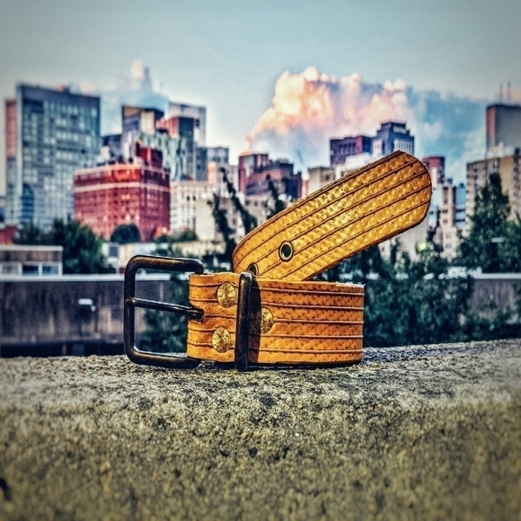 Firehose belt with solid brass buckle and keeper - Picture 8 of 15